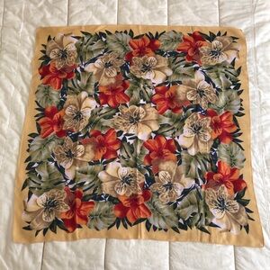 Tropical Floral Patterned Semi-Sheer Scarf 34” x 34”